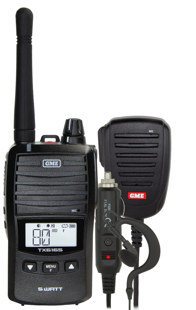 GME TX6165 5/1Watt IP67 UHF CB - With Accessories